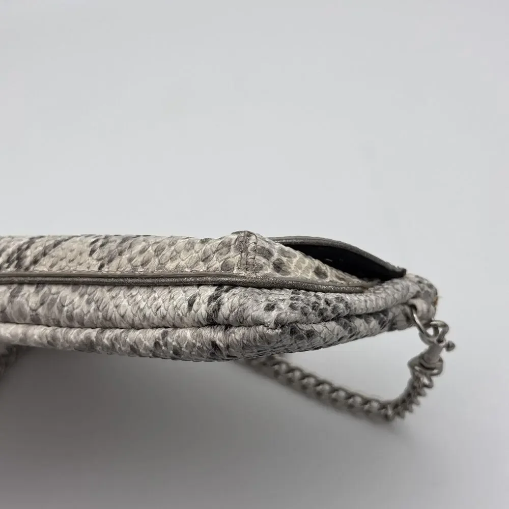 Kathy Van Zeeland Y2K Shoulder Clutch Bag Snakeskin Studded Chain Heart Charms